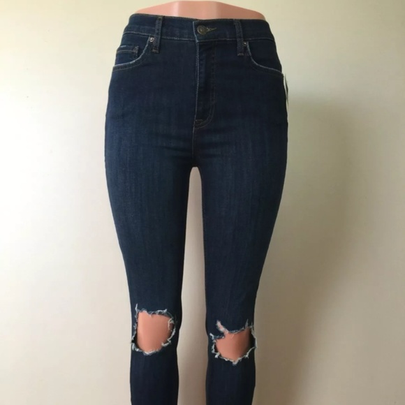 Free People Denim - FREE PEOPLE BUSTED DESTROYED SKINNY DENIM JEANS